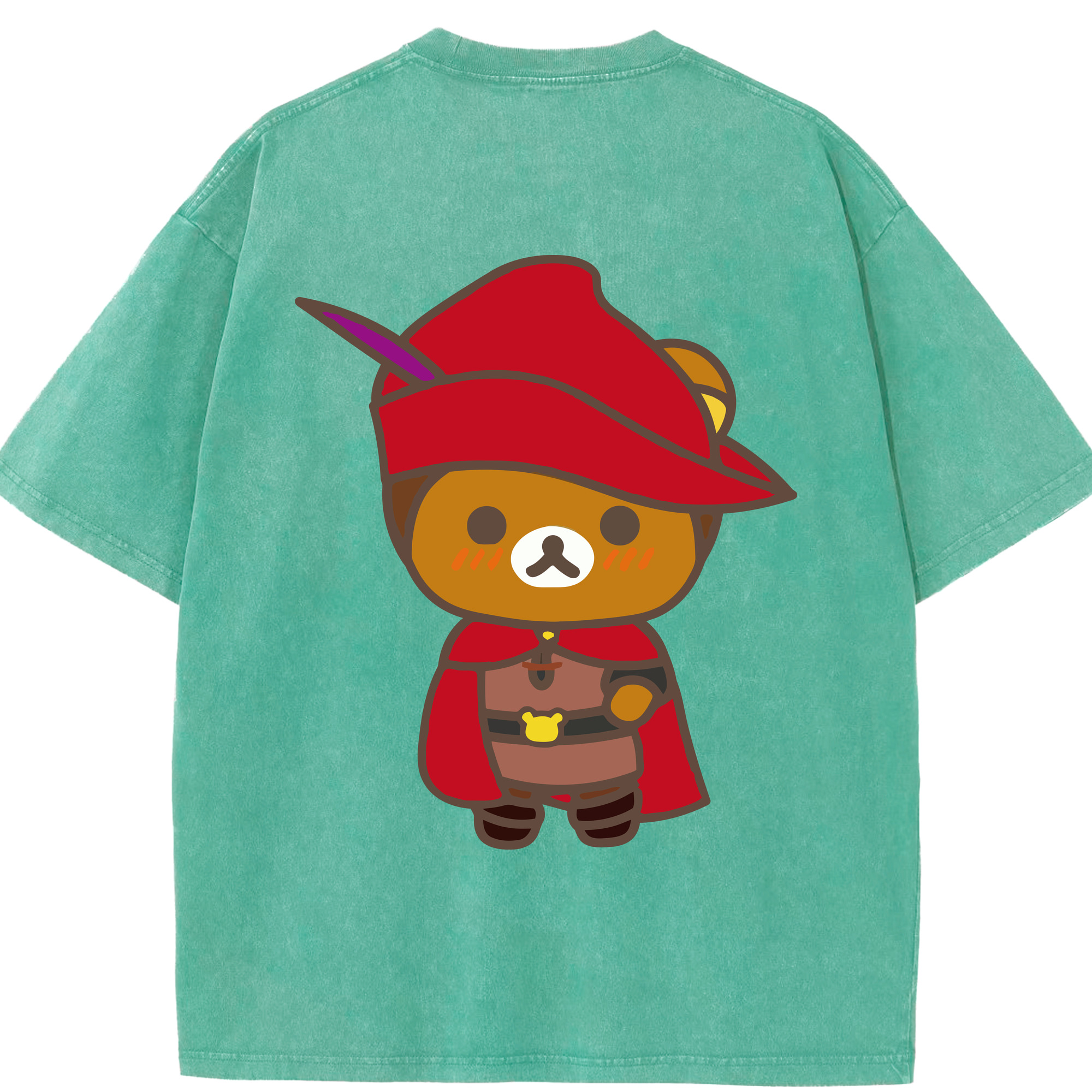 （画像用） リラックマ リラックマ キイロイトリ Rilakkuma Korilakkuma Kiiroitori 綿100% ヴィンテージ風 半袖Tシャツ（背面プリント）